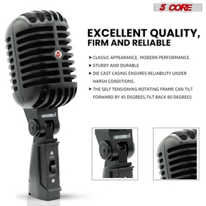 Micrófono Vocal Dinámico Retro de 5 Núcleos, Estilo Vintage, Clásico, Cardioide, Unidireccional - Product Image 3