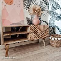 Meuble TV en bois de manguier Vandana Cresta Vertex Chevron