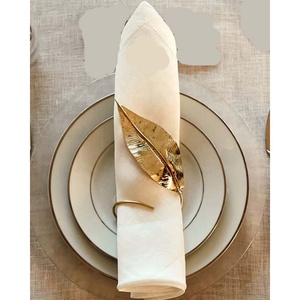Royal Stainless Steel Gold Plated Napkin <b>Ring</b> Set Unique Modern Plant Design Luxury Flatware for Restaurant Wedding Home Use - Product Image 6