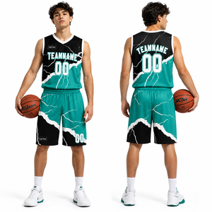 Uniformes de Baloncesto Personalizados, Conjunto de Camiseta y Pantalones Cortos, Secado Rápido, Transpirable, 100% Poliéster, Antibacteriano, Deportivo - Product Image 1