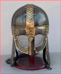 Casco Vikingo Gjermundbu, Casco de Armadura Anglo-Saxónica con Malla de Hierro y Soporte - Product Image 1