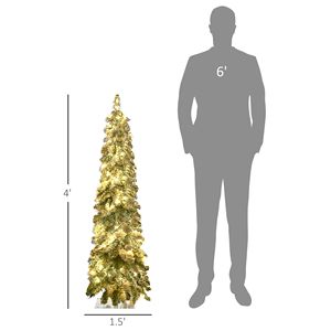 Albero di Natale Artificiale Sottile da 210 cm (4FT) con Luci LED Bianche Calde e Colorate, Rami Innevati, Forma a Cascata, 7 Piedi - Product Image 3