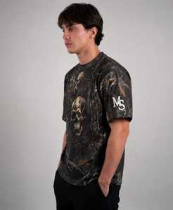 Camiseta con Estampado de Calavera y Camuflaje: Camiseta Gráfica de Estilo Salvaje Oscuro para Hombre, Diseño de Calavera Audaz con Estampado de Camuflaje Inspirado en la Naturaleza, Ropa Urbana Moderna - Product Image 2
