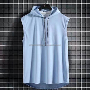 Factory Custom Men's Workout Hooded Sweatshirt <b>Vest</b> Breathable Gym Tank <b>Top</b> & Sleeveless Hoodie in XL Size Printed Pattern - Product Image 1