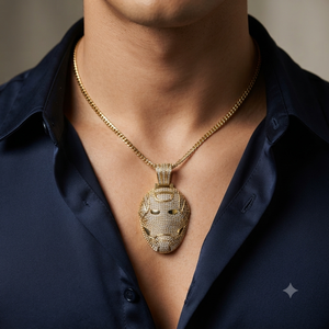 Pendentifs et Breloques en Argent 925 Plaqué Or, Style Hip Hop Bling Bling, Personnalisés, Tendance, Massifs, Figurine de Dessin Animé Masque Iron Man - Product Image 2