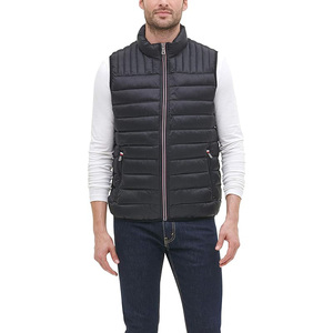 Gilet matelassé léger en duvet noir pour homme, col montant, fermeture éclair, sans manches, coupe-vent - Product Image 6
