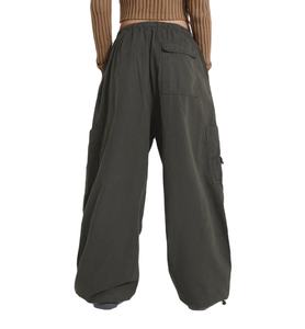 Pantalones Cargo Color Caqui para Mujer, Cintura Alta, Corte Holgado, Pierna Ancha, Bolsillos, Color y Logotipo Personalizables, Casuales, Transpirables y Elásticos - Product Image 3