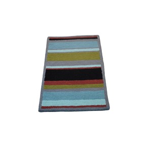 Tapis d'appoint contemporain en laine et acrylique tufté à la main, rayé multicolore, 2x3 pieds - Product Image 1