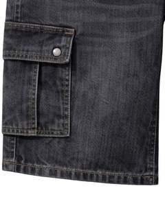 Shorts cargo en denim noir personnalisés pour hommes, multi-poches, coupe classique, style streetwear décontracté, pour l'été. - Product Image 6