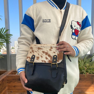 2025 nouveauté véritable peau de vache fourrure cuir sac à dos Style occidental unisexe 2-en-1 multi-usage sac d'école en gros en vrac sacs à la mode - Product Image 3