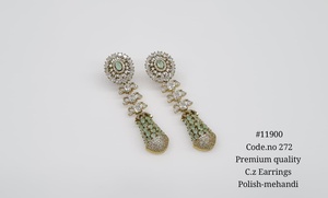 Boucles d'oreilles pendantes 11900Dangle, plaquées Mehandi, rubis et zirconiums cubiques, en laiton, style vintage, bijoux de fête pour femmes - Product Image 2