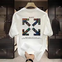 T-shirt en jersey à motif floral imprimé numérique, 100 % coton, manches courtes, col rond, coupe ample, unisexe, décontracté, 220g, collection luxe 2026
