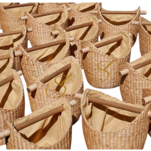 Handwoven Water Hyacinth Storage <b>Basket</b> with Wooden <b>Handles</b>: Large <b>Wicker</b> Storage - Product Image 5