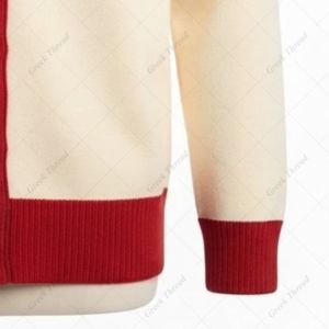 Custom Delta Sorority DST Ivory Red Acrylic Casual Jacquard Varsity <b>Cardigan</b> Sweater for Men <b>Women</b> Custom Letter Embroidery - Product Image 6