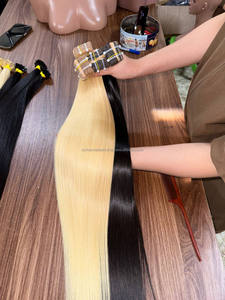 Extensions de cheveux humains de qualité supérieure, cheveux vierges vietnamiens, extensions à bandes invisibles, lisses et raides comme des baguettes, double épaisseur, sans nœuds - Product Image 4