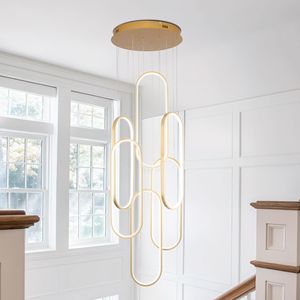 "Contemporary 78in Gold LED Pendant <b>Light</b> Modern 3 Color Dimmable <b>Chandelier</b>" - Product Image 1