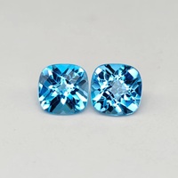 Topaze bleue brésilienne taille coussin 7 mm, facettée, pierre précieuse en vrac pour la création de bijoux, designs personnalisés, jeu de couleurs naturel de la topaze