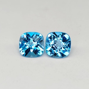 Topaze bleue suisse facettée de 7 mm, taille coussin, pierre précieuse en vrac pour la fabrication de bijoux et les créations personnalisées, topaze naturelle taille coussin - Product Image 2