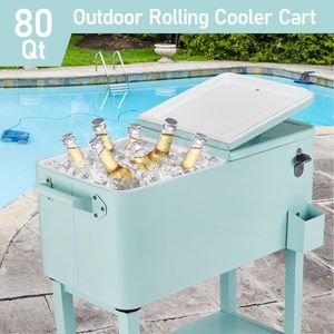 Glacière roulante de 80 litres avec plateau de rangement inférieur et ouvre-bouteille, idéale pour les fêtes et événements en plein air - Product Image 6