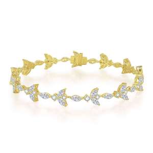 RAMDUT IMPEX Silver/Gold Moissanite Brilliant Cut Channel Setting Tennis Bracelet Geometric Design Trendy Unisex Party <b>Gift</b> GRA - Product Image 2