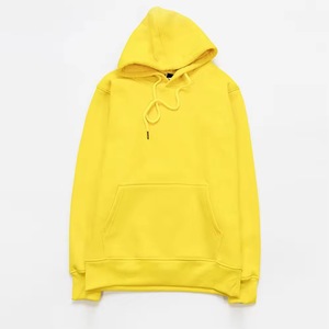Sudadera con Capucha Amarilla para Hombre, Corte Regular, Felpa, Informal, para Otoño, Tejida, de Color Sólido, con Bolsillos - Product Image 2