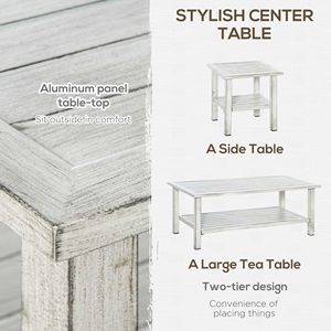 Set da Esterno Tranquillo in Rattan PE Beige a 5 Pezzi con Divanetto, Tavolino da Caffè e Tavolini Laterali per Patio e Giardino - Product Image 6