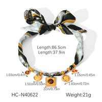 Collier pendentif en soie imprimée, style rétro chic et décontracté, multi-breloques, bijoux de mode pour femme, accessoire quotidien et de soirée