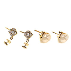 Vintage Number Stud Earrings-24K Gold Plated Black & Gold Designer Combo - Product Image 2