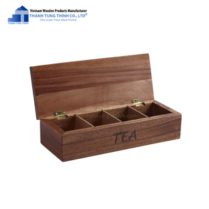 Caja de café de madera Thanh Tung Thinh con tapa de vidrio, organizador de almacenamiento rectangular hecho a mano para café y té, Vietnam - Product Image 3