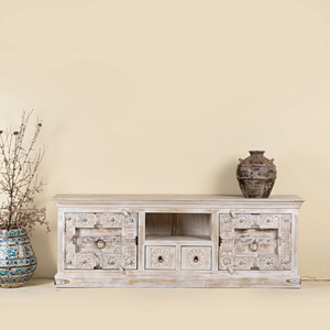 Mueble de TV Convertible de Lujo, Extensible, de Madera Sólida, Estilo Moderno Rústico, para Sala de Estar, Dormitorio o Entrada, con Acabado Vintage - Product Image 4