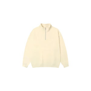 Sudadera de algodón tipo french terry con media cremallera y ribetes de punto acanalado para marcas de ropa urbana. - Product Image 6