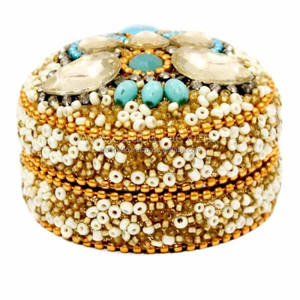 Boîte à bagues en velours, emballage cadeau, base en métal, fabrication artisanale indienne, organisateur de bijoux de luxe pour cadeaux personnalisés - Product Image 1