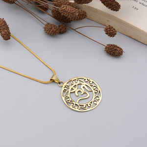 Pendentif Om plaqué or, symbole religieux hindou, bijoux de mode unisexe en alliage, design rond en filigrane - Product Image 3