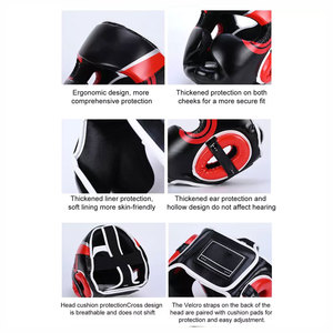Black PU Leather <b>Boxing</b> Head Guard Protective Gear for Adults Unisex Universal Use - Product Image 4