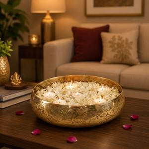Urli de Níquel de Moda para Diwali con Base de Latón Hecha a Mano, Decoración para Ceremonias Religiosas, Festivales en el Hogar, También para Regalo - Product Image 2