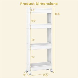 15.5\" X 9\" X 40.5\" DIY Rolling <b>Storage</b> Cart 4-Tier with Detachable Ventilated Trays for <b>Kitchen</b> & Bathroom Use - Product Image 5