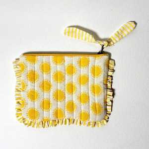 Yellow Polka Dot Coin Purse Quilted Zipper <b>Pouch</b> Ruffle Change Bag for Daily Carry - Product Image 4