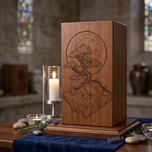 Handcrafted Wooden Urn <b>Box</b> Engraved <b>Memorial</b> <b>Keepsake</b> Cremation Urn American Style for Home Remembrance - Product Image 3