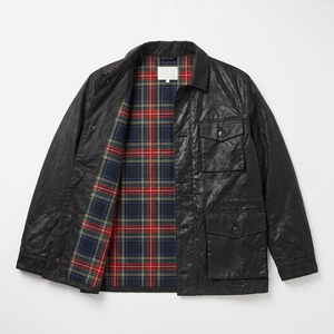 Men's Cotton/Polyester Waxed Canvas Jacket Waterproof Breathable Lightweight Big Pockets Front Logo Plaid Pattern Casual Winter - Product Image 2
