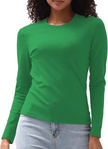 Long Sleeve Ladies <b>Tshirt</b> Slim Fit Soft Printed Plain Solid Breathable Anti Pilling Polyester Casual Style - Product Image 4