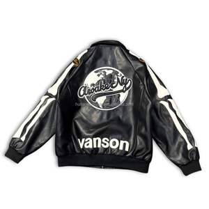 Manteau Moto Gothique Punk Streetwear, style haute couture, avec appliques en os de mouton découpées à la main, en cuir de mouton noir pour moto - Product Image 3
