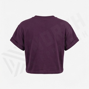 Camiseta Corta Personalizada de Color Sólido con Cuello Redondo para Mujer, Prenda Transpirable, Informal, de Manga Corta, a la Moda - Product Image 2