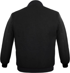 All Black Wool Letterman <b>Jacket</b> Varsity <b>Jacket</b> Genuine <b>Leather</b> Sleeve and Wool Blend Letterman Boys College Varsity <b>Jackets</b> - Product Image 5