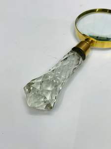 3'' Crystal Magnifying Glass In Brass Finish With Designer Crystal Handle - Product Image 2