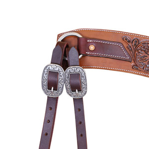 Collar de Pecho de Cuero Trabajado a Mano con Diseño de Flores Silvestres - Product Image 4