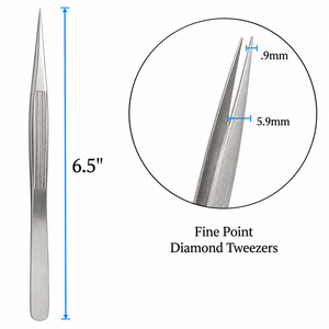 Pince à épiler diamantée de précision en acier inoxydable à pointe fine, outil de réparation de bijoux et de montres ZetomedPro - Product Image 2