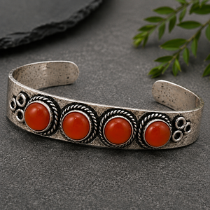 Hydro Carnelian Four Stone <b>Cuff</b> Bangle Handmade Brass Gold/<b>Silver</b> Plated Unisex Vintage Classic Statement Jewelry - Product Image 6