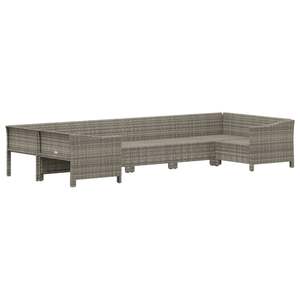 Ensemble de salon de jardin en rotin PE gris et acier thermolaqué pour 7 personnes, pour divertissements en plein air - Product Image 4