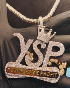 Pendentif Lettre YSP Moissanite Iced Out en Argent 925 Plaqué Or 18K, Breloque Lettre Couronne, Bijoux Hip Hop pour Homme - Product Image 1