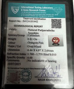 Zafiro padparadscha natural de corte ovalado, zafiro certificado en venta. - Product Image 5